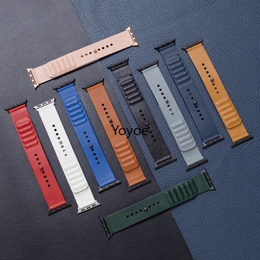 Dây Đeo Bằng Da Có Khóa Nam Châm 49mm 45mm 44mm 40mm 41mm 42mm 38mm Cho iWatch Series 8 Ultra 7 6 5 SE 4 3 2 1