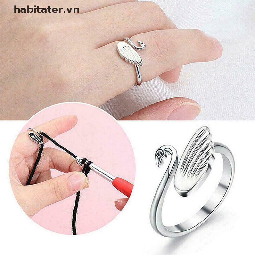 TATER Adjustable White Swan Open Ring Knitg Crochet Metal Loop Sewing Accessories VN