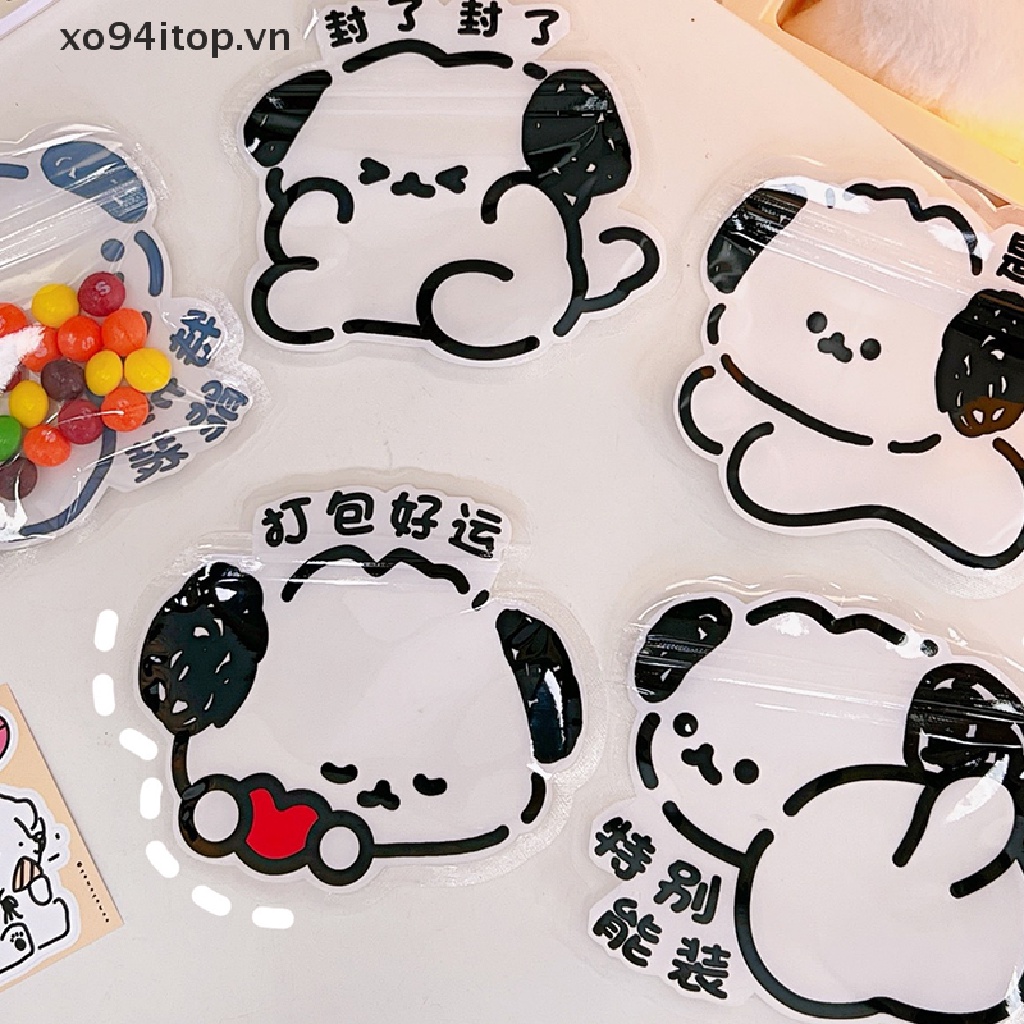 Xoitop Set 5 Túi Zip Nhỏ Bằng Nhựa Poly Trong Suốt In Hình Chú Chó Hoạt Hình Đựng Bánh Kẹo Trang Sức Có Thể Đóng Lại