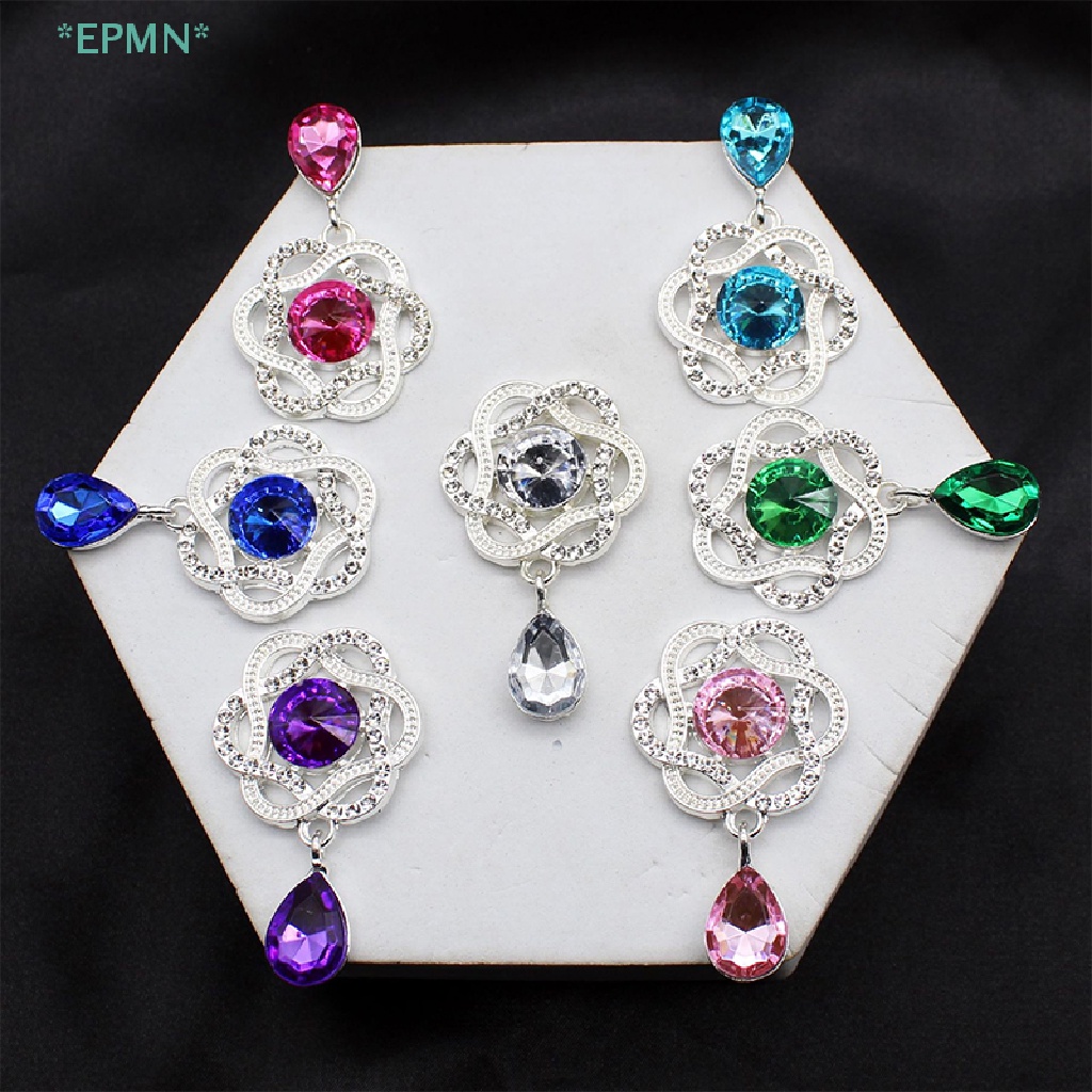 Cài Áo Hình Bông Hoa Bằng Hợp Kim Có Đính Đá Lấp Lánh 28 * 45mm DIY Mới