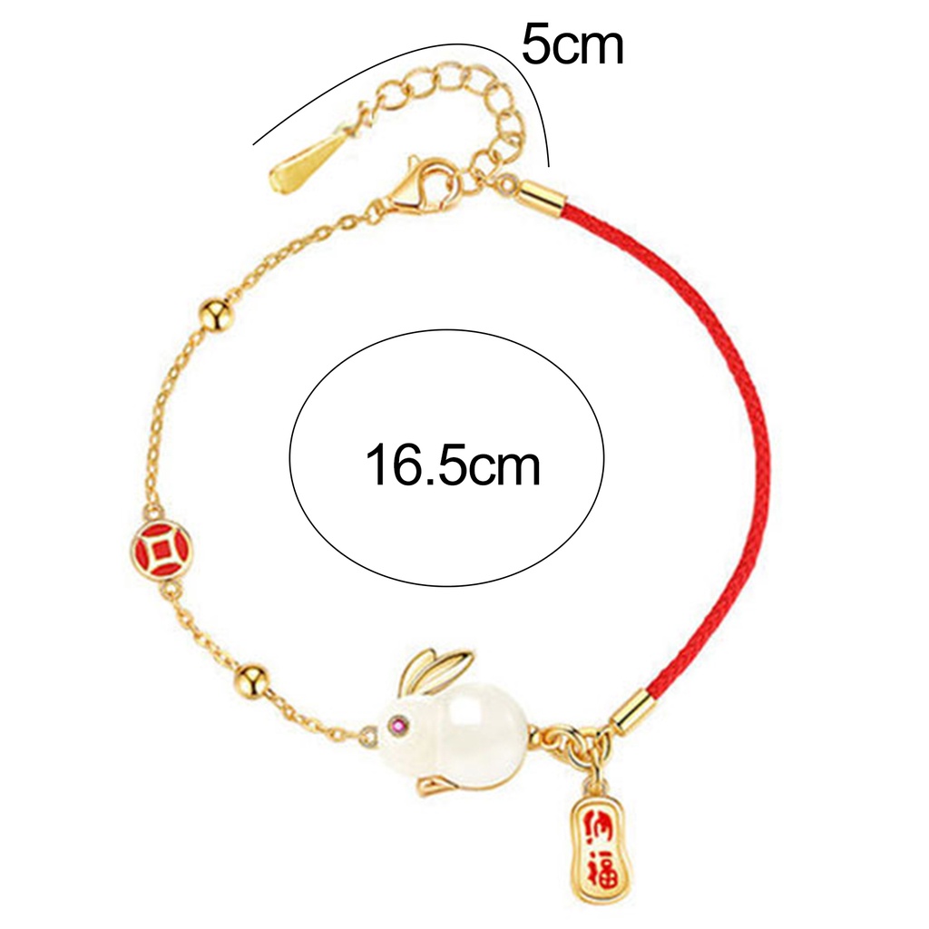 Vòng Đeo Tay Nửa Dây Mặt Hình Thỏ Ngọc Bích Giả Phong Cách Trung Hoa Cho Nữ