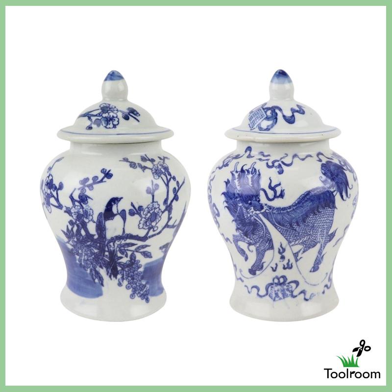 Hũ Gốm Đựng Gừng Màu Trắng Xanh Tiện Dụng