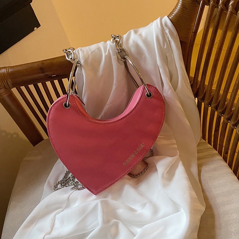 Ielgy Túi Đeo Vai Phối Dây Xích Trái Tim Phong Cách Hàn Quốc Chất Lượng Cao Cho Nữ