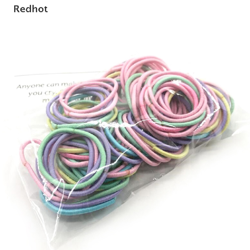 &lt; Redhot &gt; Set 100 Dây Buộc Tóc Nylon Co Giãn Nhiều Màu Sắc Cho Bé Gái Đang Giảm Giá