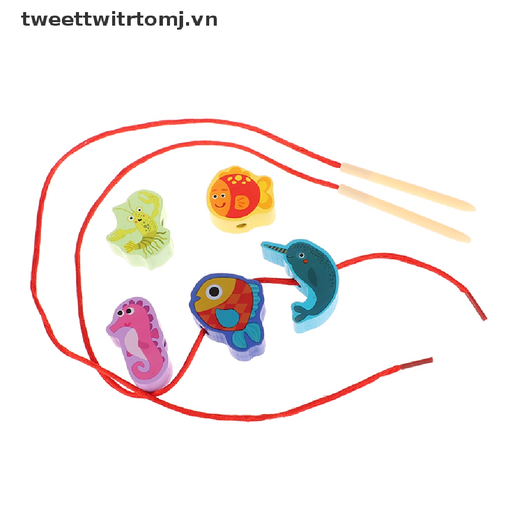 Set 12 / 16 / 23 / 25 Đồ Chơi Xỏ Dây Hạt DIY Hình Động Vật / Trái Cây Dành Cho Trẻ Em