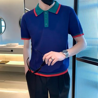 Áo Thun polo Dệt Kim Tay Lỡ Thời Trang Cao Cấp Cho Nam