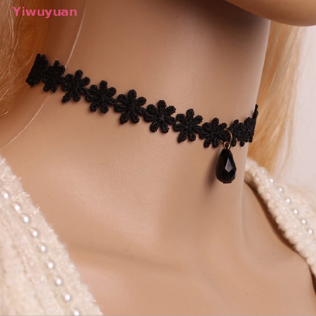 &lt; Yiwuyuan &gt; Vòng Cổ Choker Ren Phối Mặt Dây Chuyền Phong Cách Gothic Thời Trang Quyến Rũ Cho Nữ