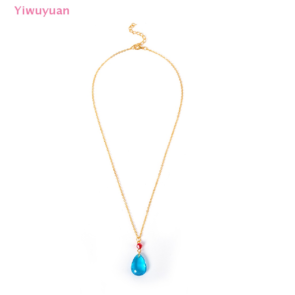 < Yiwuyuan > Vòng cổ Pha Lê Hình Giọt Nước Màu Xanh Dương Đơn Giản Phụ Kiện Hóa Trang Cho Nữ