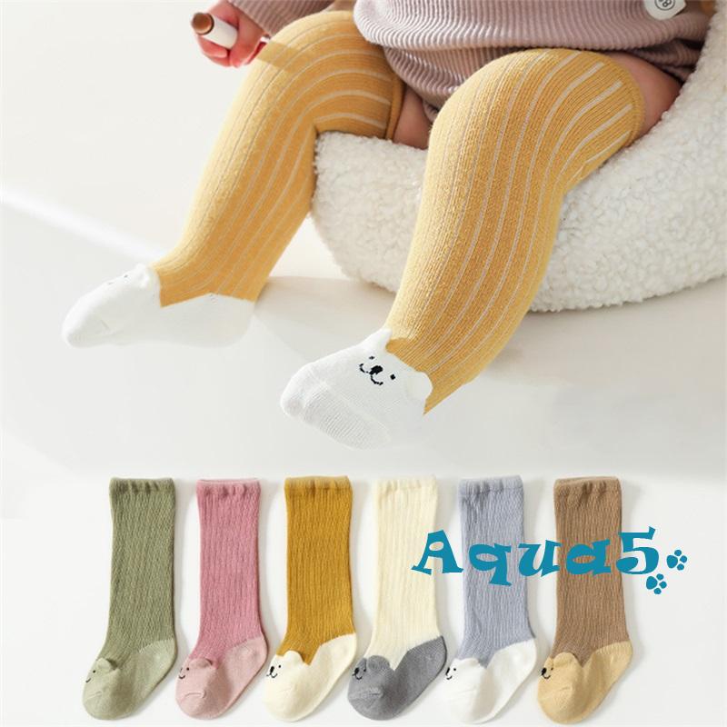 Đôi Vớ Dệt Kim Co Giãn Họa Tiết Gấu Hoạt Hình Cho Bé