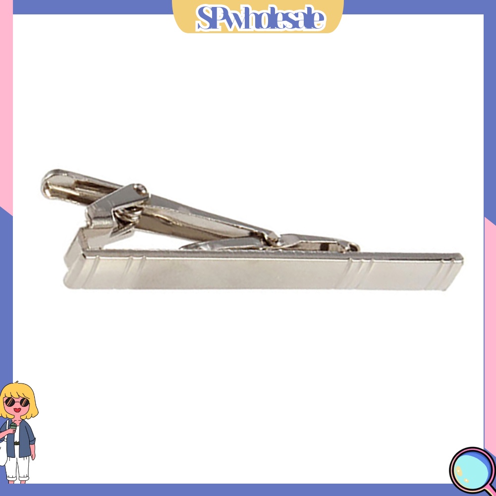 <SPwholesale> Kẹp Cà Vạt Hợp Kim Bạc Đơn Giản Thời Trang Trang Trọng Cho Nam