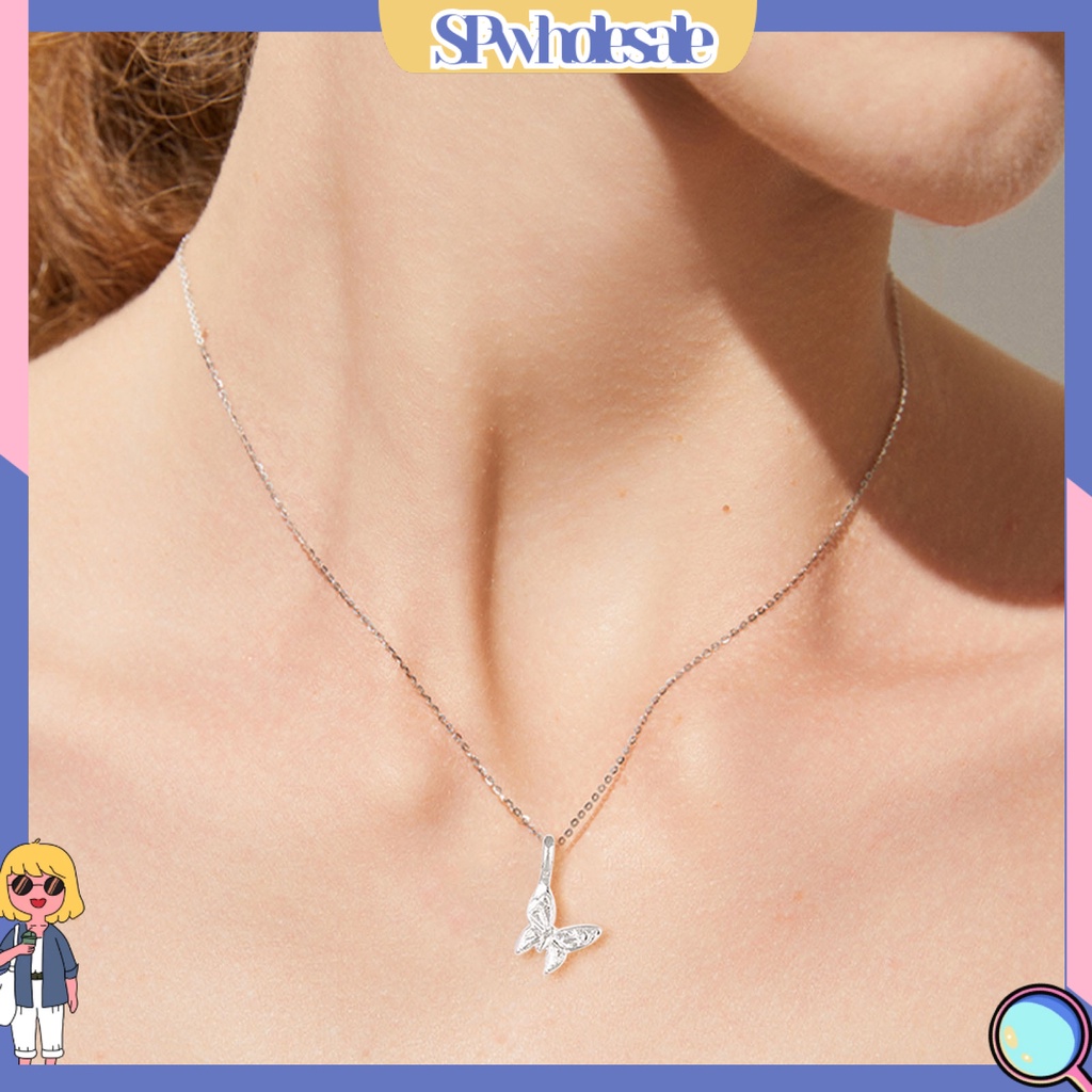 <SPwholesale> Vòng cổ Mạ Bạc Mặt Hình Bướm Lấp Lánh