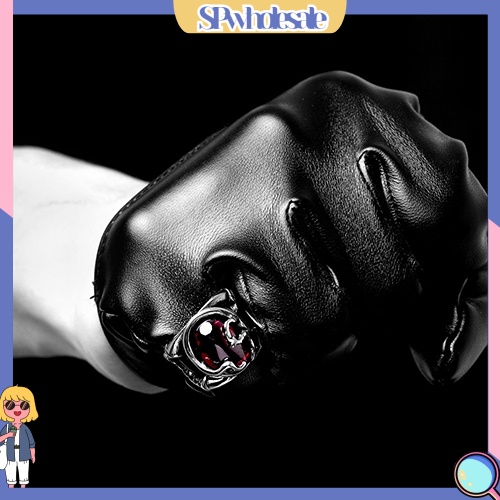 <SPwholesale> Nhẫn Hợp Kim Khắc Hình Tắc Kè Đính Đá Đỏ Thời Trang Cho Nam