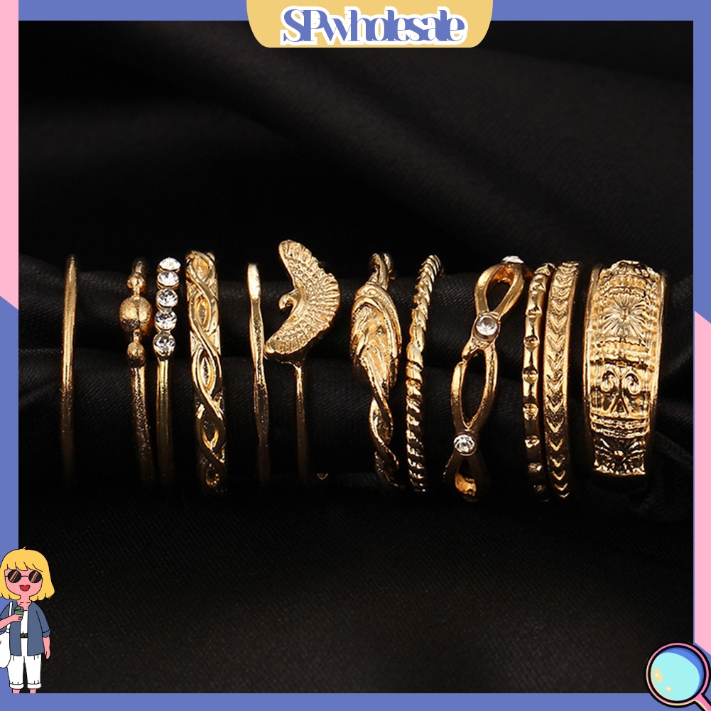 <SPwholesale> Set 12 Nhẫn Đeo Khớp Ngón Tay Phong Cách Retro