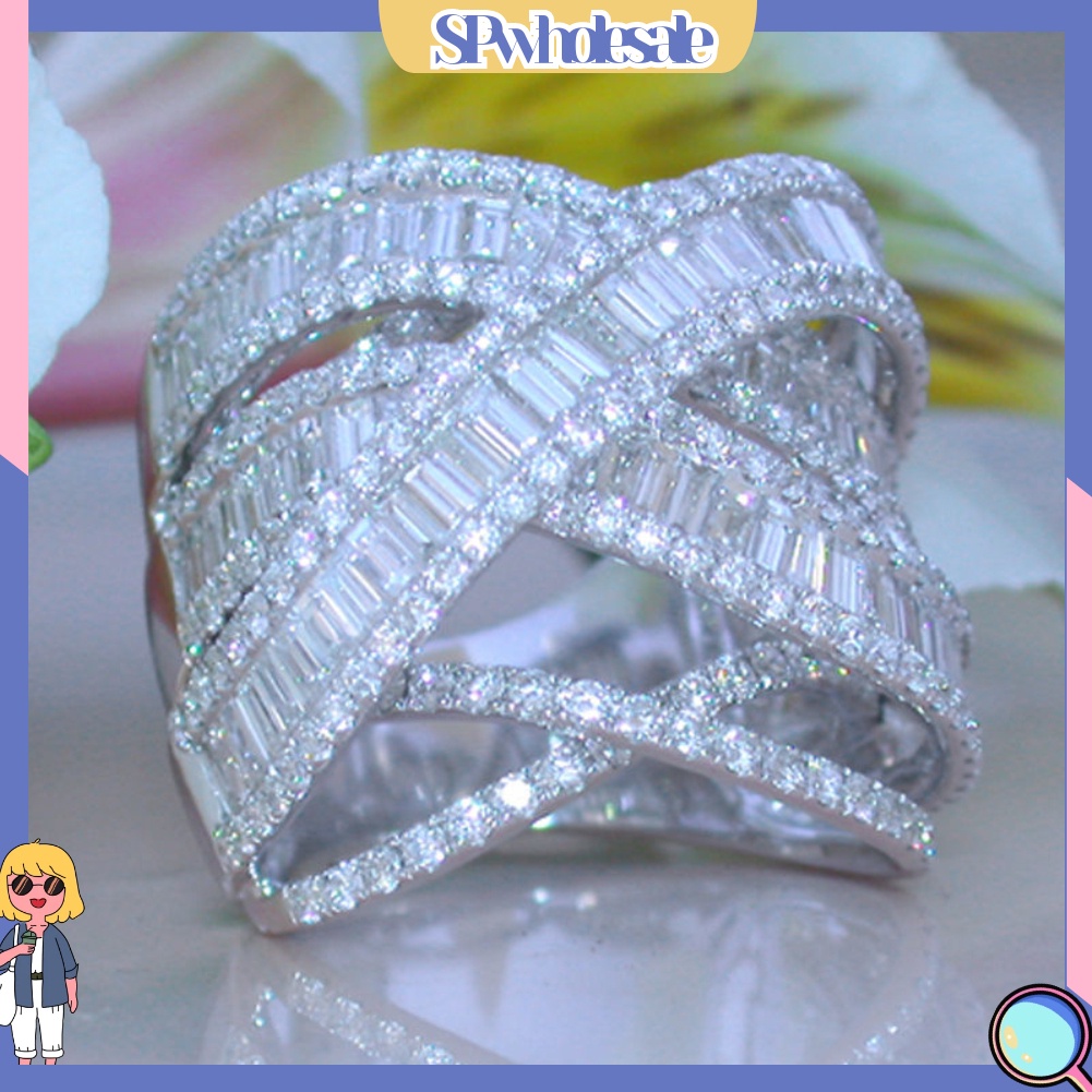 <SPwholesale> Nhẫn Cưới Nhiều Lớp Đính Đá Thời Trang Dành Cho Nữ