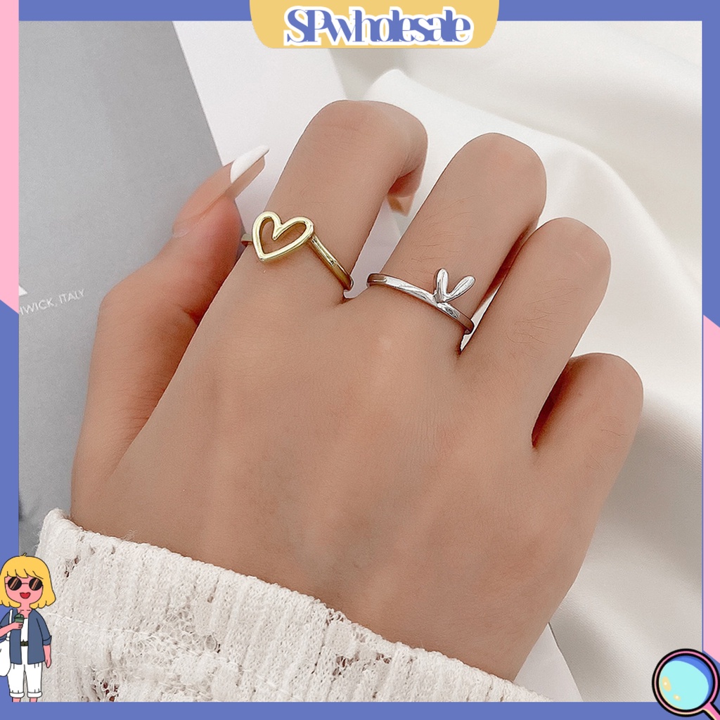 <SPwholesale> 1 Bộ Nhẫn Hình Trái Tim Thời Trang Dành Cho Nữ