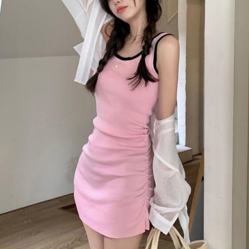 Đầm Không Tay Ôm Dáng Màu Trơn Thời Trang Dành Cho Nữ