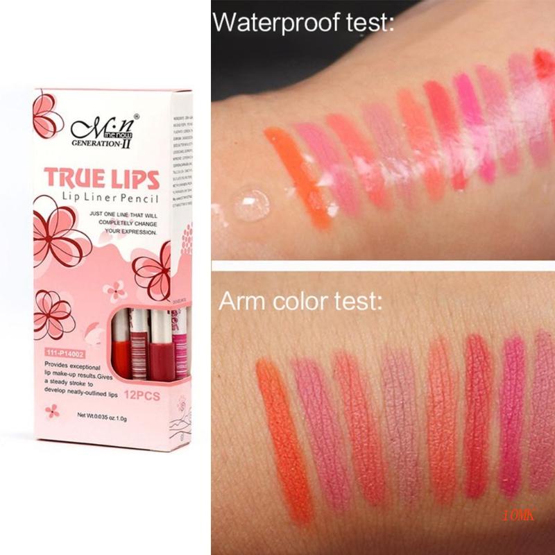 Set Son Môi + Chì Kẻ Viền Môi 12 Màu Không Thấm Nước Lâu Trôi xiangbao