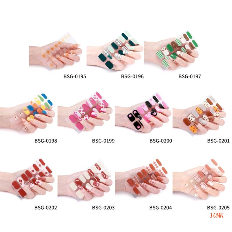 Set 16 Miếng Dán Gel Tự Dính Trang Trí Móng Tay Toàn Diện