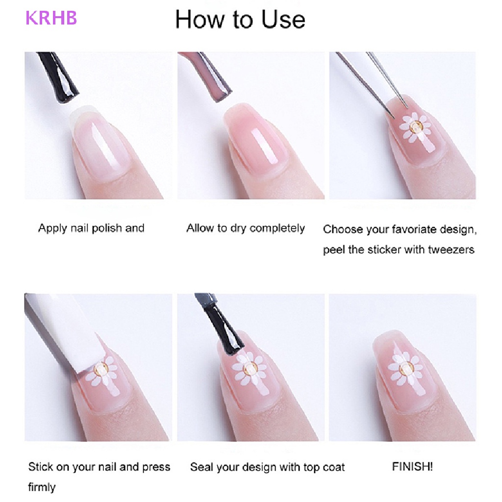 Miếng Dán Trang Trí Móng Tay Tự Dính Họa Tiết Hoa 5D Mới