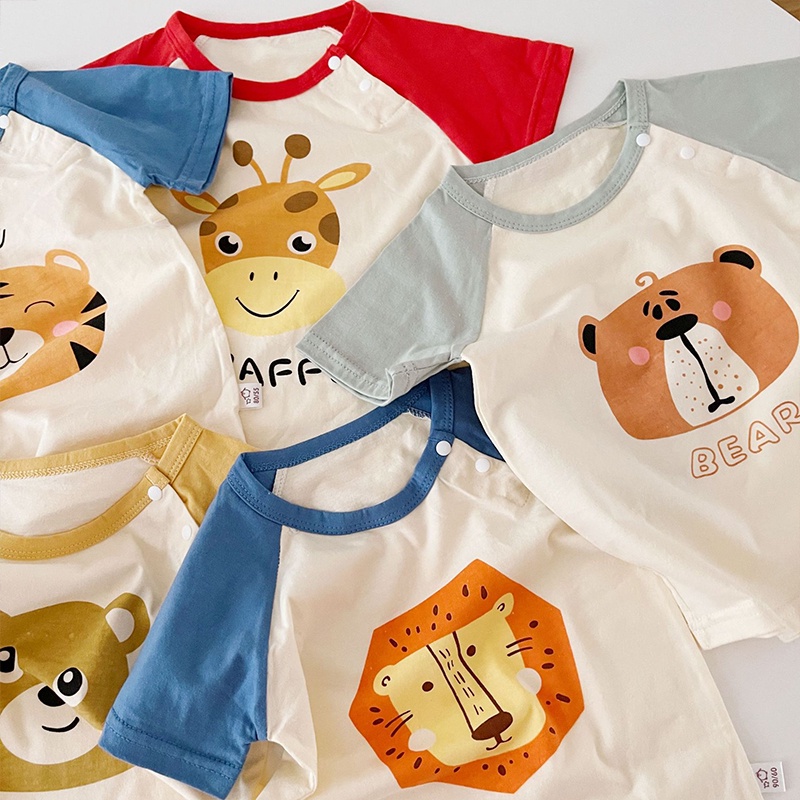 Áo Thun Tay Ngắn In Hoạt Hình Chất Liệu cotton Thời Trang Cá Tính Dành Cho Bé