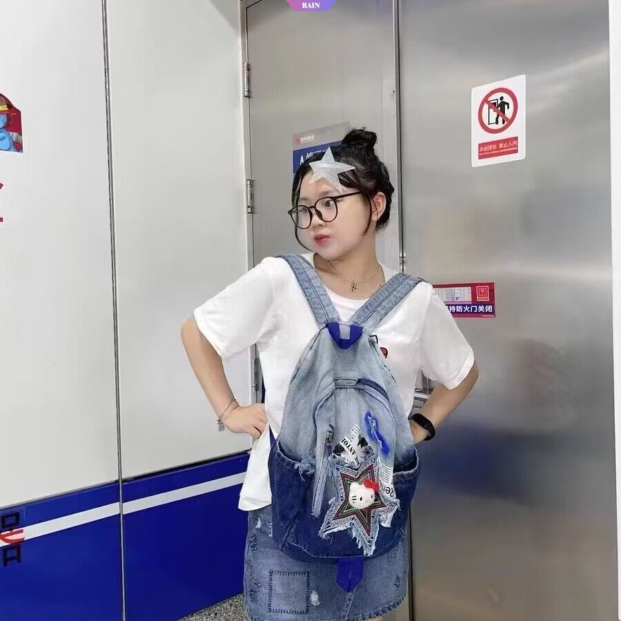 Balo Đựng Laptop Cỡ Lớn In Họa Tiết Sanrio Hello Kitty Phong Cách Hip Hop Thời Trang Cho Nam Và Nữ Y2k