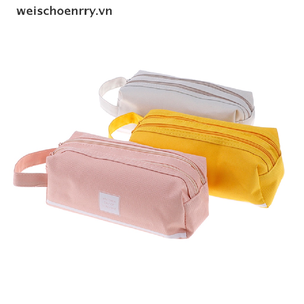 Túi Đựng Bút Hai Ngăn Cỡ Lớn Có Khóa Kéo Họa Tiết Dễ Thương