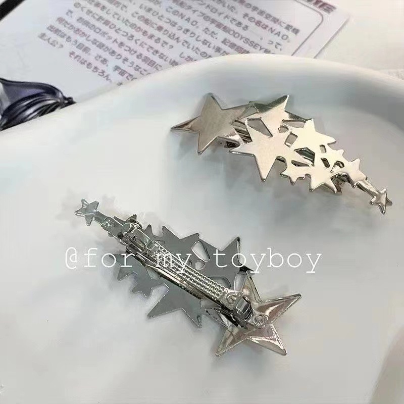 Kẹp Tóc Bạc Hình Ngôi Sao Năm Cánh Phong Cách Nhật Bản Ngọt Ngào Cho Nữ
