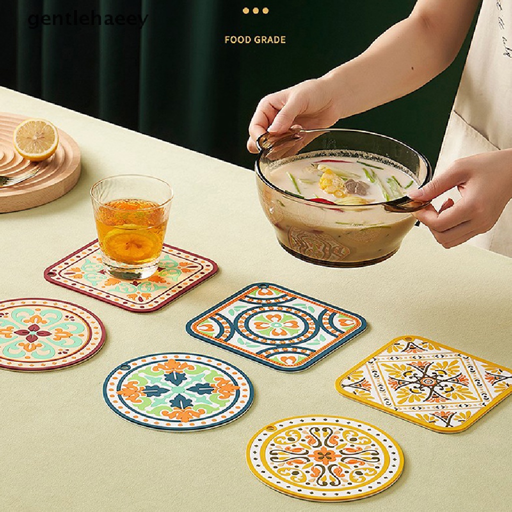 Gent Đế Lót Cốc Bằng PVC Chịu Nhiệt Cao Chống Thấm Nước Retro