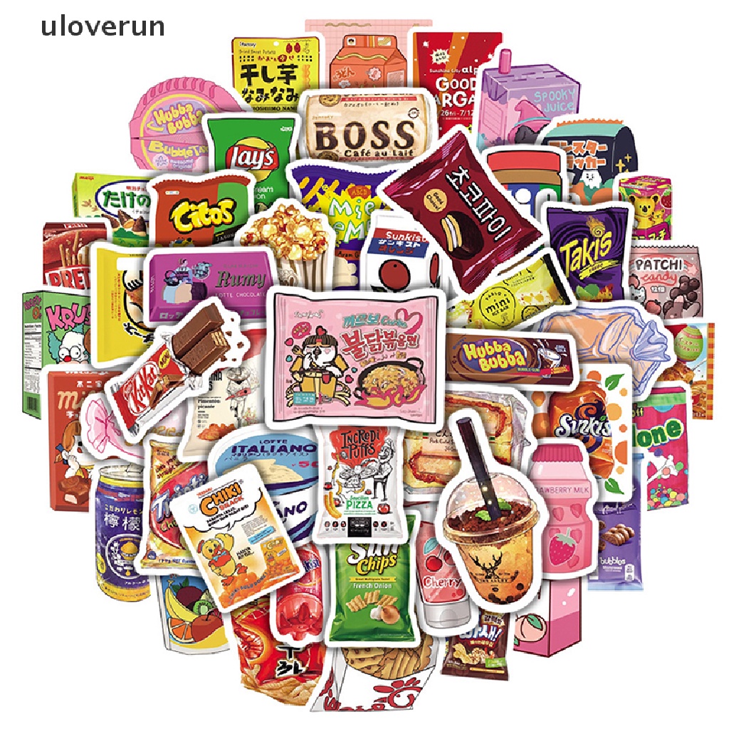 Bộ 50 Miếng Dán Trang Trí Xe Hơi Chống Thấm Nước Họa Tiết Hoạt Hình Graffiti