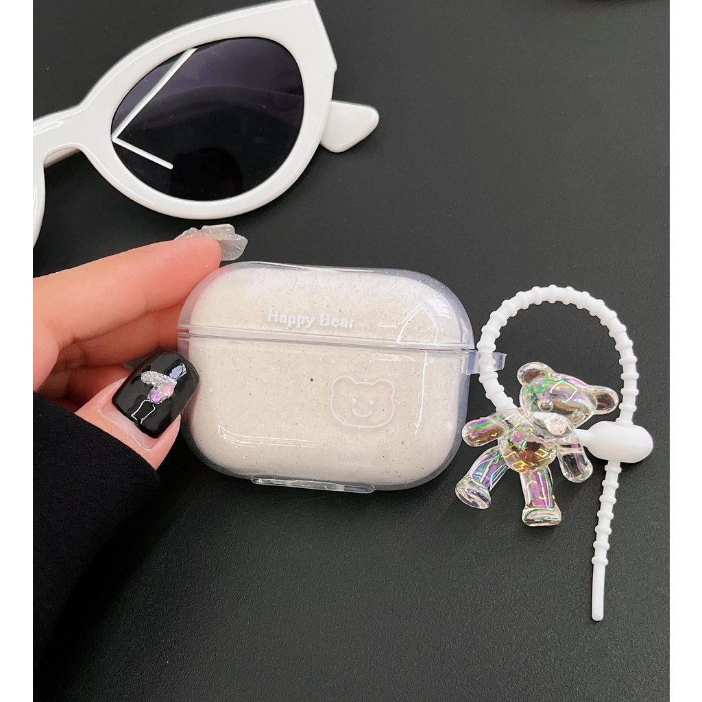 Vỏ Bảo Vệ Hộp Sạc Tai Nghe Airpods 1 2 GEN 3 Pro2 2022 Bằng TPU Mềm Trong Suốt Hình Gấu Hoạt Hình Chống Thất Lạc