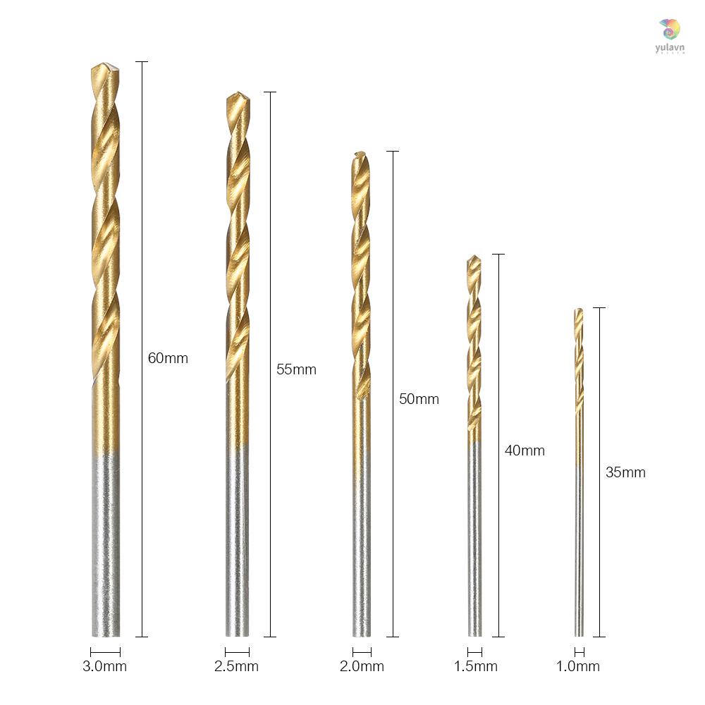 Bộ 50 Mũi Khoan Xoắn Tốc Độ Cao 1.0-3.0mm Chất Liệu Thép Titan