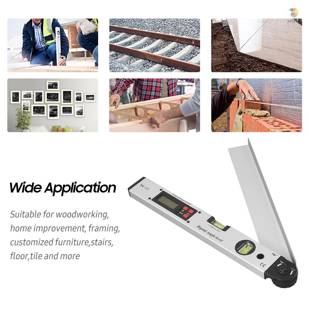 Thước Đo Góc Kỹ Thuật Số LCD 16-inch 225 Độ Bằng Hợp Kim Nhôm Chuyên Dụng Làm Mộc