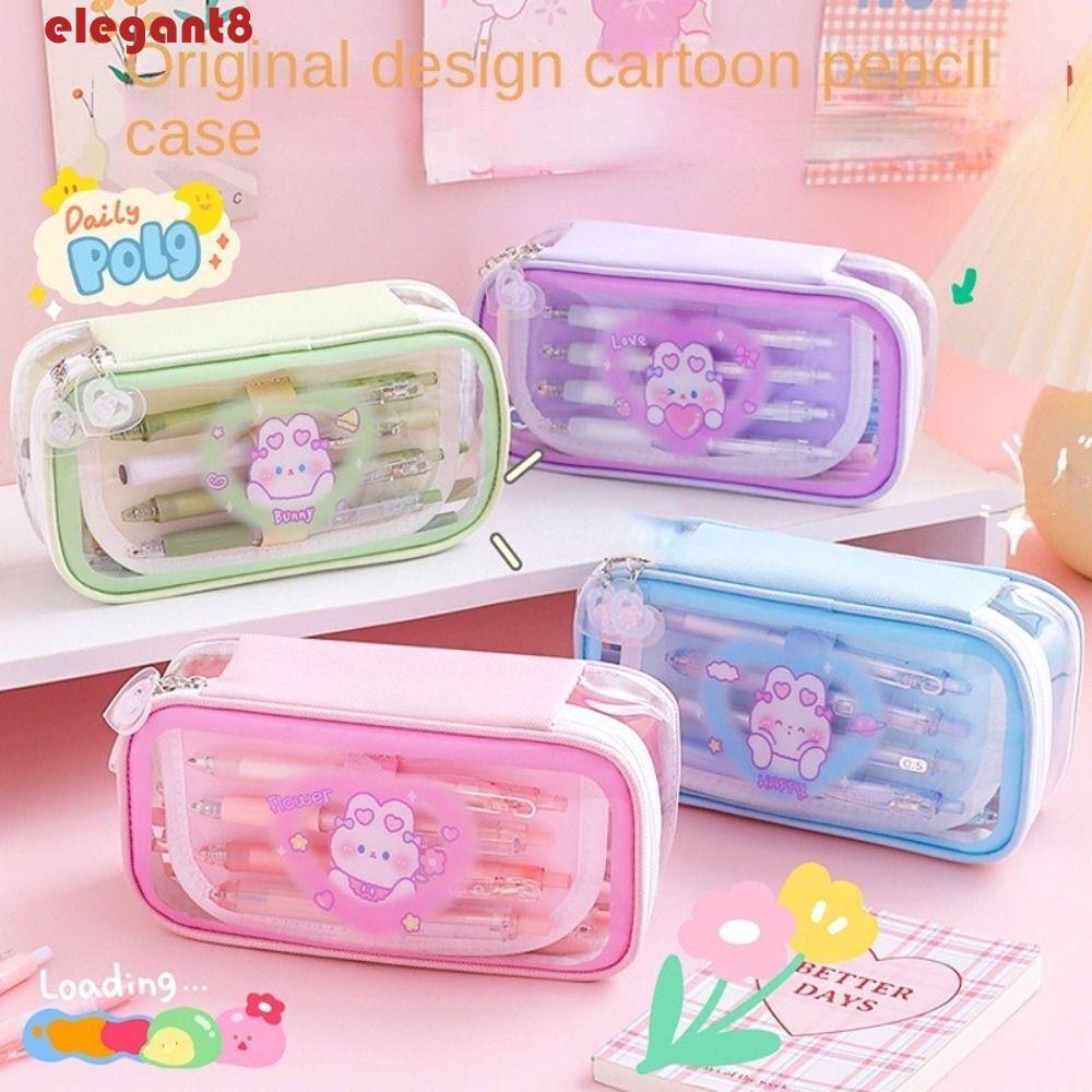 Túi Đựng Bút Bằng PVC Có Khóa Kéo Phong Cách Hàn Quốc