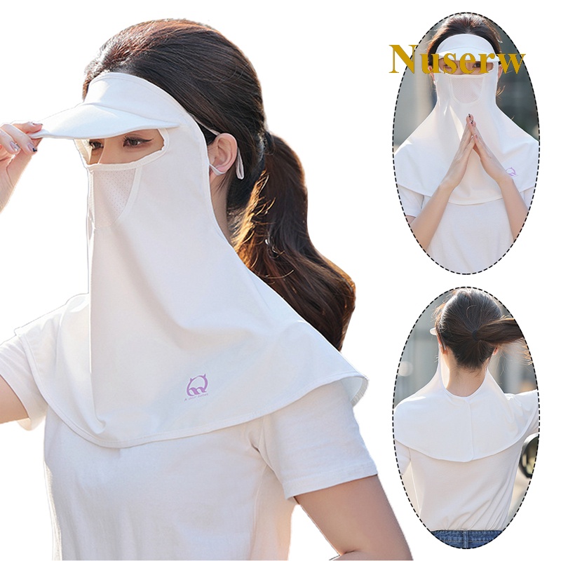 Mũ Che Mặt Và Cổ Chống Nắng Bằng Lụa Lạnh Chống Tia UV Dùng Khi Đi Câu Cá / Leo Núi / Đi Bộ Đường Dài Ngoài Trời