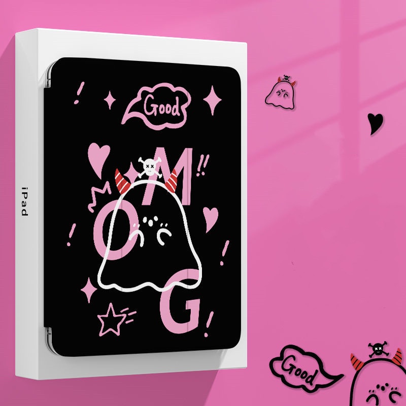 Ốp Máy Tính Bảng Mềm In Hình Ma Dễ Thương Có Ngăn Đựng Bút Cho iPad Gen10 7 / 8 / 9 10.2 "Air4 / Air5 Pro11" Pro12.9 "2022 mini6