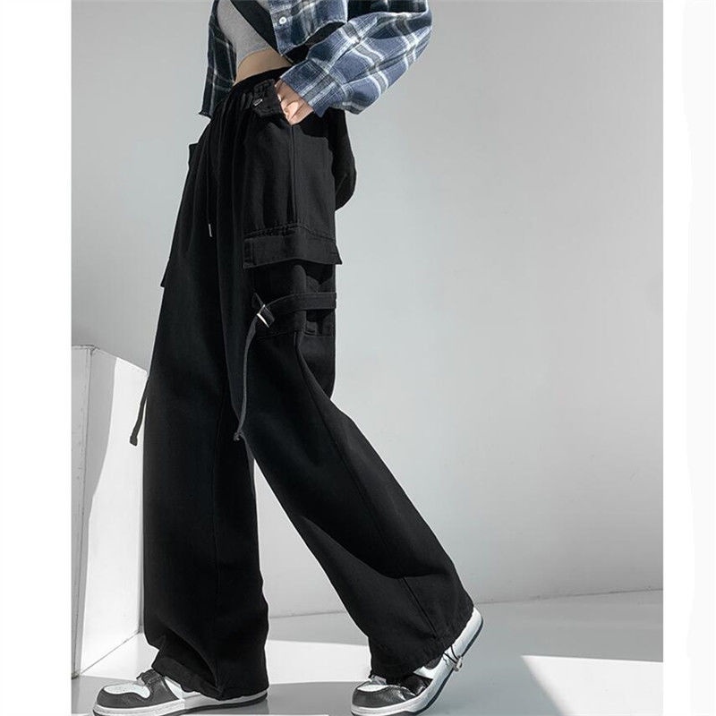 Quần Dài Lưng Cao Ống Rộng Màu Đen Thời Trang Cá Tính Cho Nữ