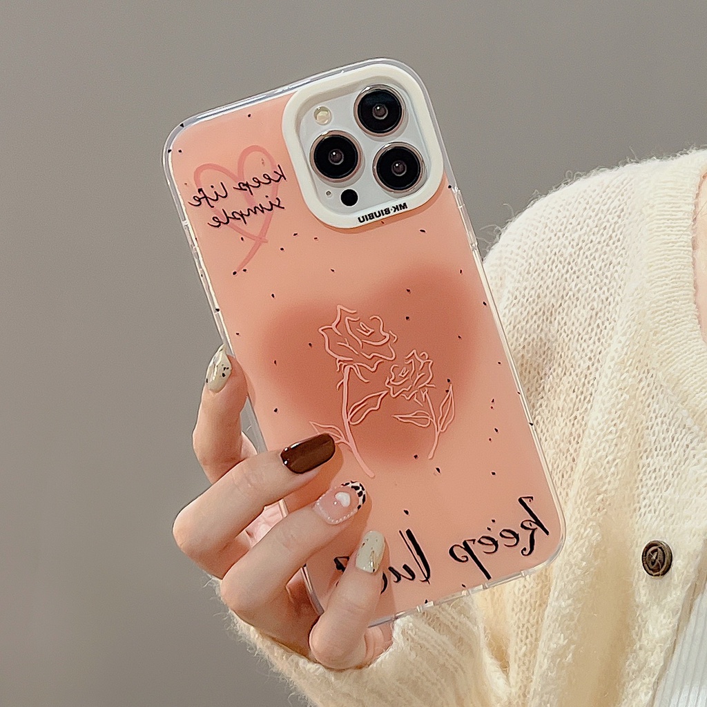 Ốp Điện Thoại TPU Dẻo Trong Suốt Họa Tiết Hoa Hồng Đơn Giản Xinh Xắn Cho iphone 14 13 11 12 Pro Max