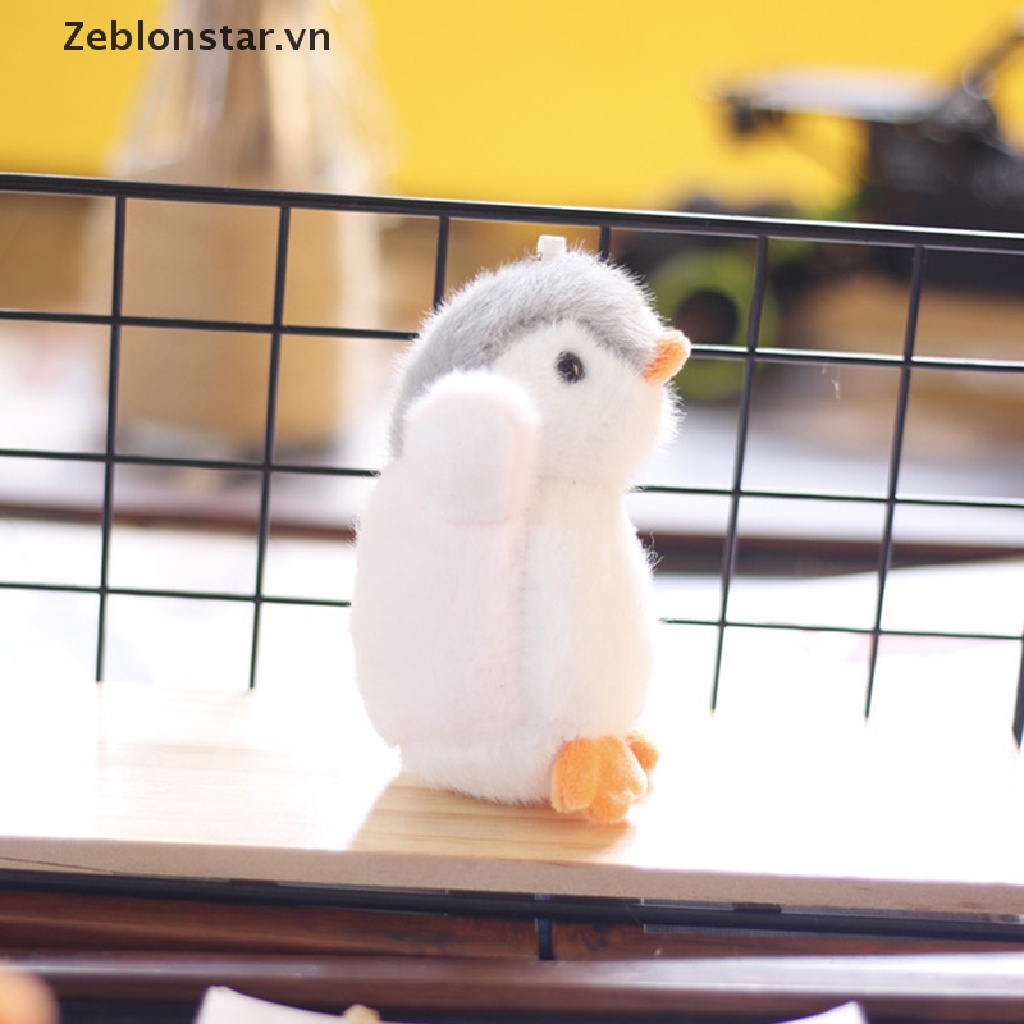 Móc Khóa Hình Chim Cánh Cụt Mắt 3D Nhồi Bông Mềm Mại Dễ Thương