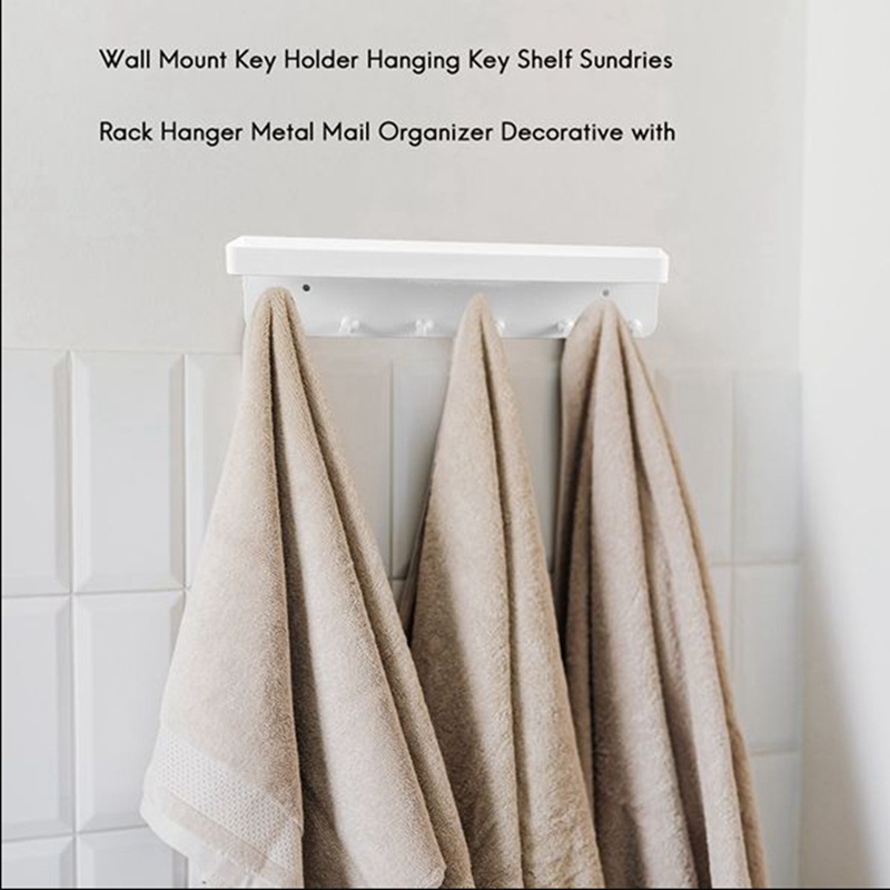 Giá Đỡ Chìa Khóa Treo Tường Bằng Kim Loại Màu Trắng Trang Trí Nhà Cửa