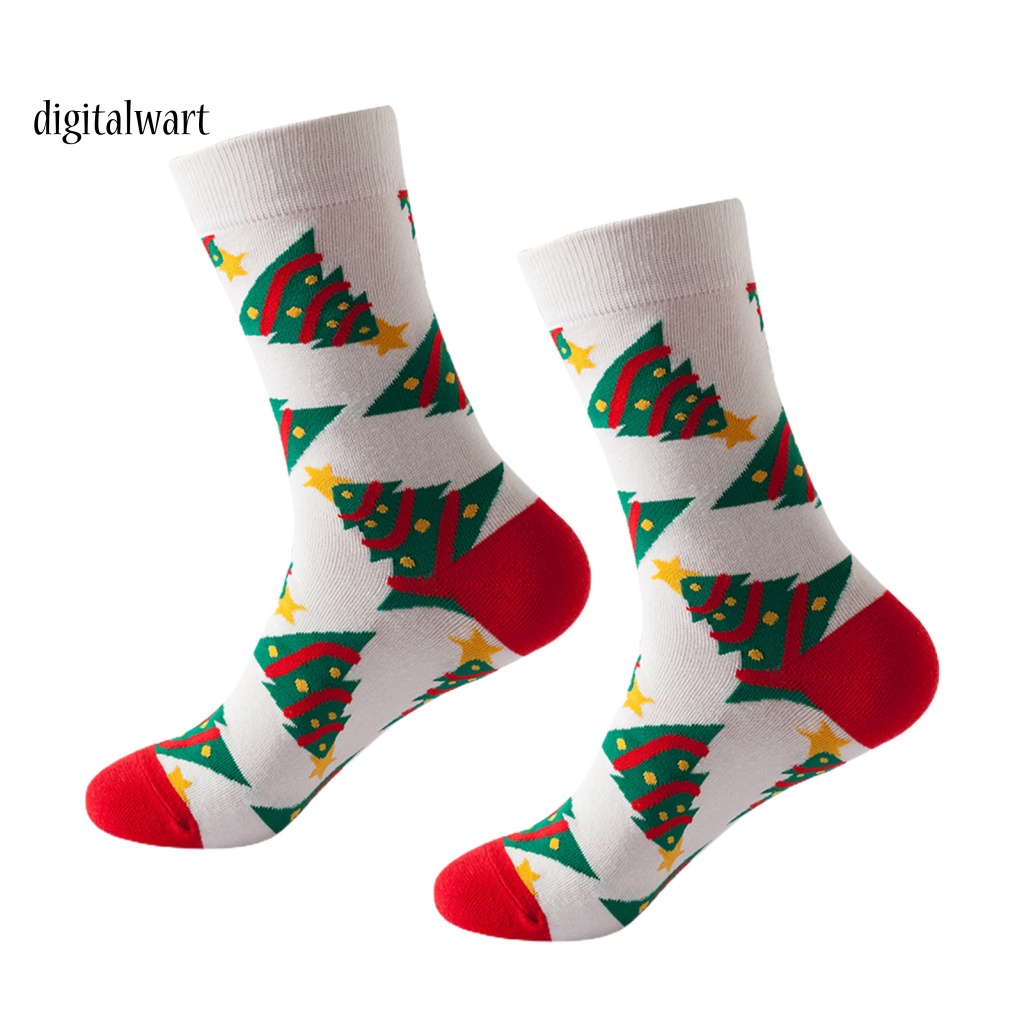 Kỹ Thuật Số| 1 Đôi Tất Bắp Chân Bằng Cotton Mềm Co Giãn Thoáng Khí Chống Trượt In Họa Tiết Giáng Sinh