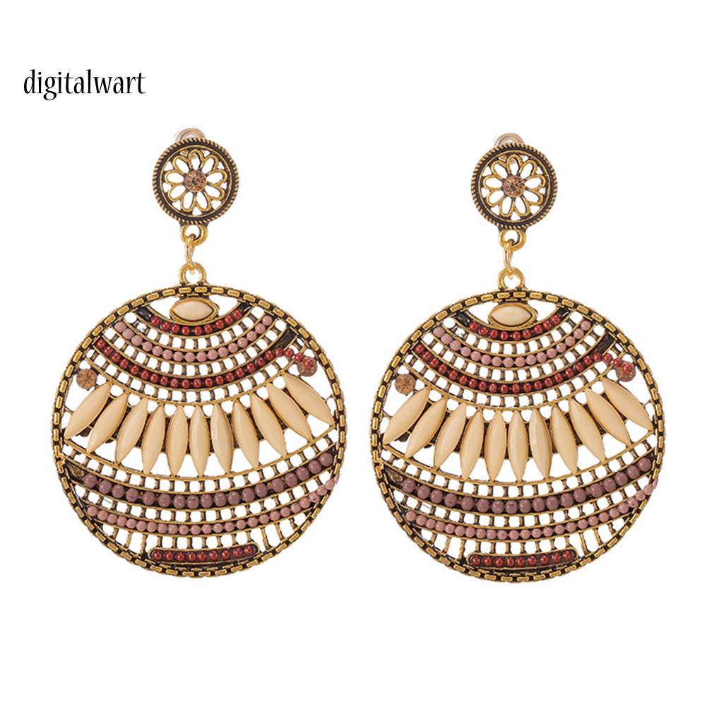 Kỹ Thuật Số| Bông Tai HợP Kim DạNg TròN ĐíNh HạT Phong CáCh Bohemia