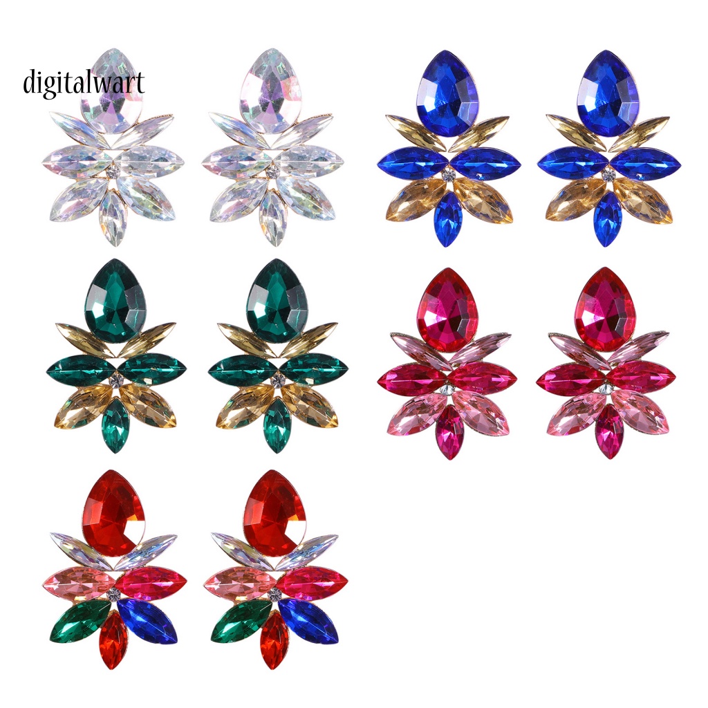 Kỹ Thuật Số| 1 Đôi Bông Tai Hợp Kim Hình Giọt Nước Đính Đá Sang Trọng Cho Nữ