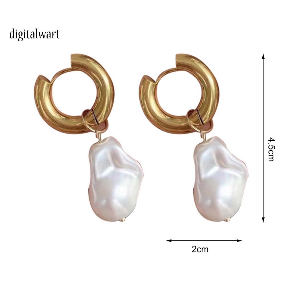 Kỹ Thuật Số| 1 Đôi Bông Tai Tròn Đính Ngọc Trai Giả Phong Cách Baroque Thanh Lịch Dành Cho Nữ