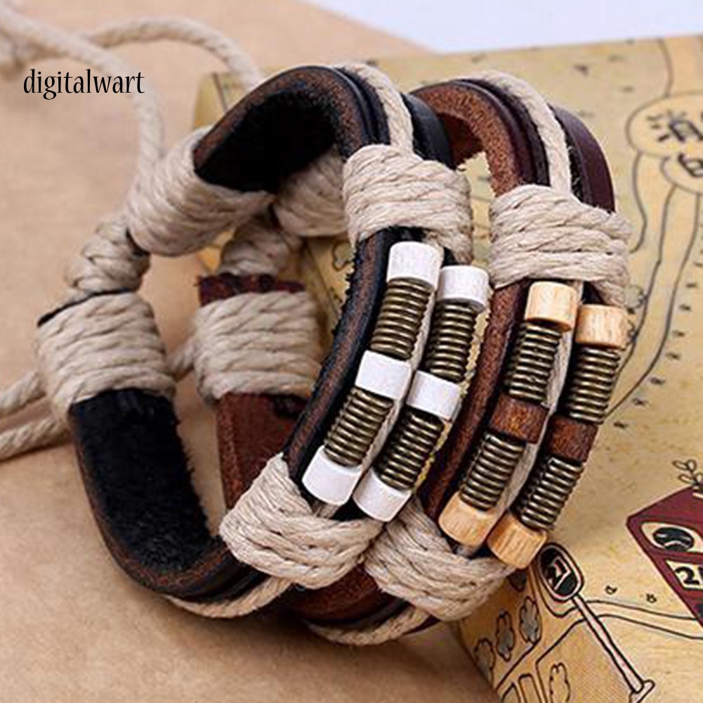 Kỹ Thuật Số| Vòng Tay Da Bện Thời Trang Unisex Cá Tính