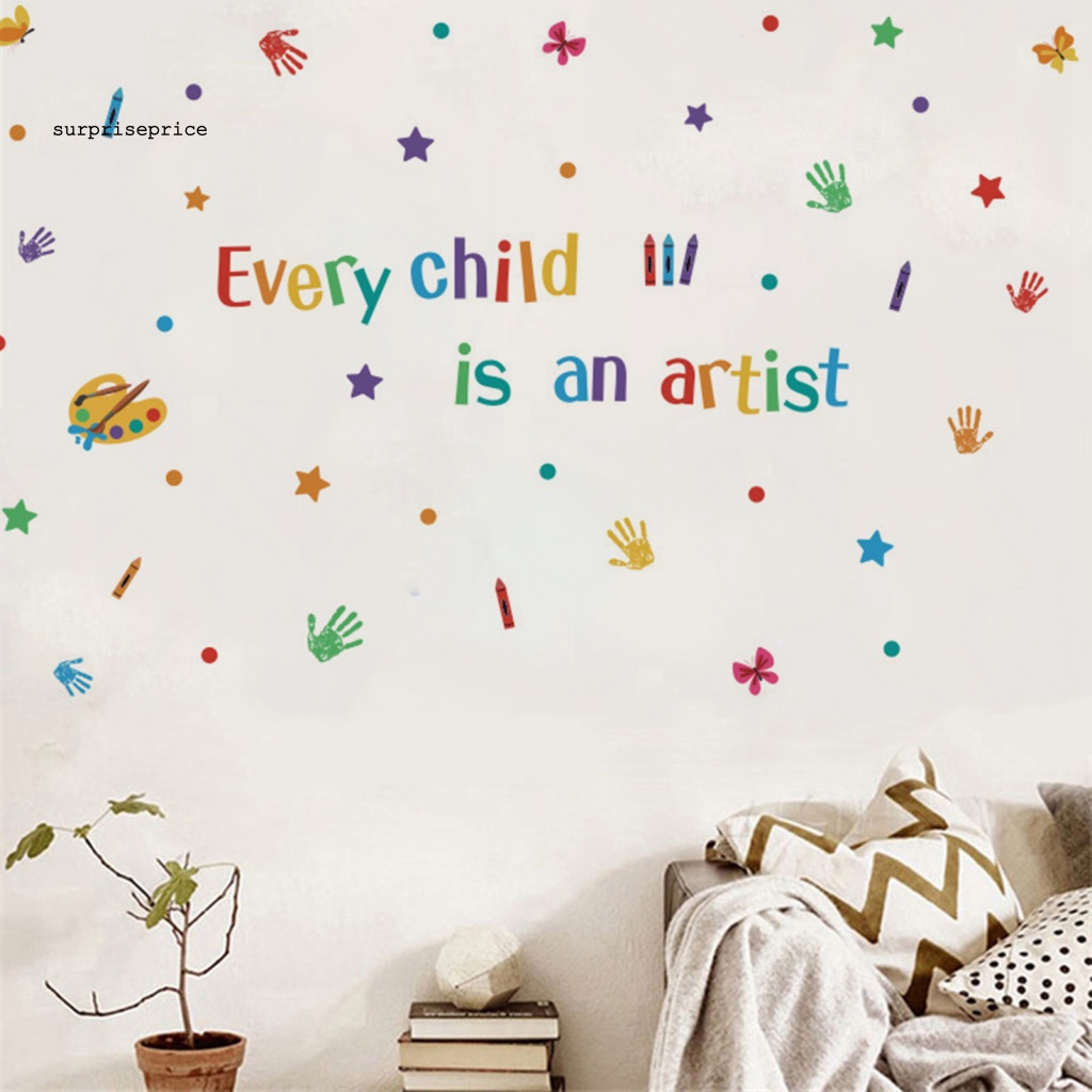 Sticker PVC Dán Tường Tự Dính Chống Xé Họa Tiết Bảng Chữ Cái Bắt Mắt Nhiều Màu Sắc Trang Trí Phòng Trẻ Em