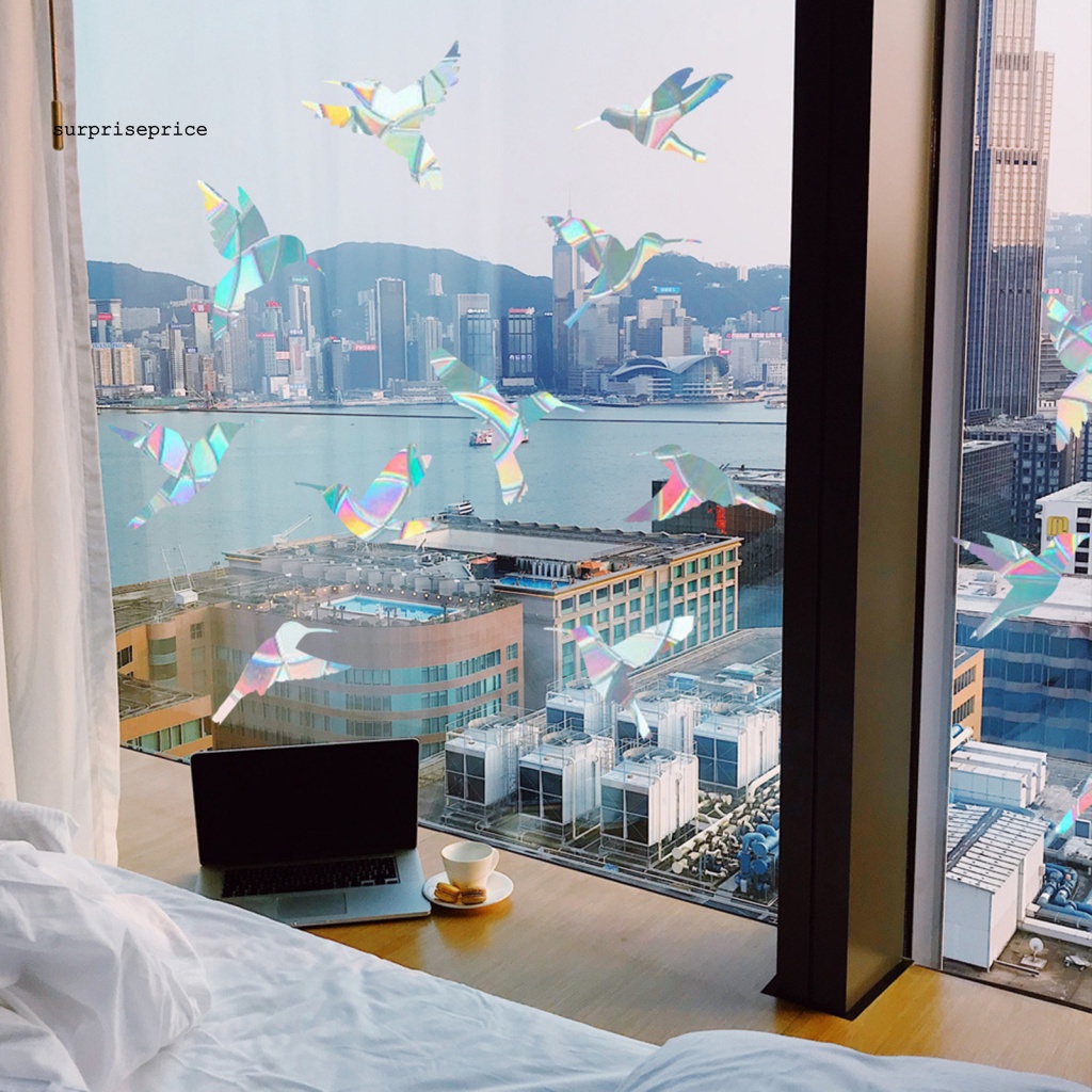 Set 2 Sticker PVC Dán Tường Kính Lăng Kính Tĩnh Điện Họa Tiết Cầu Vồng Trang Trí Nhà Cửa