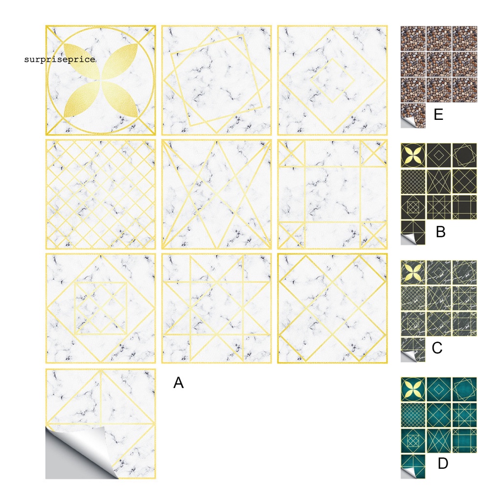 Bộ 10 Đề Can Giả Da Tự Dính Chống Nước Có Thể Tháo Gỡ Trang Trí Nhà Cửa