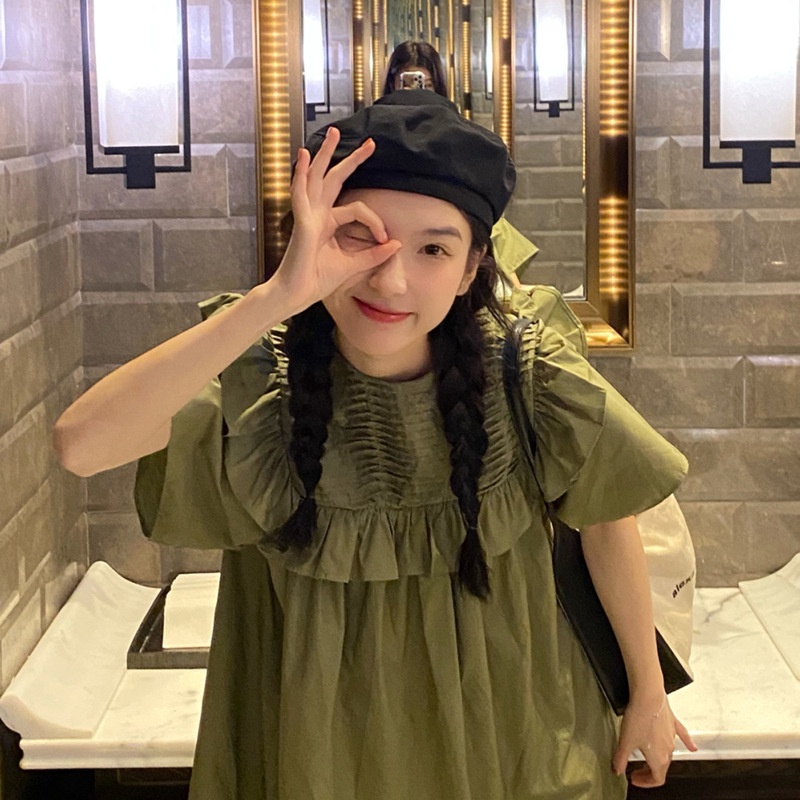 Mũ Beret Vải Cotton Mỏng Thoáng Khí Màu Trơn Dễ Thương Dành Cho Nữ