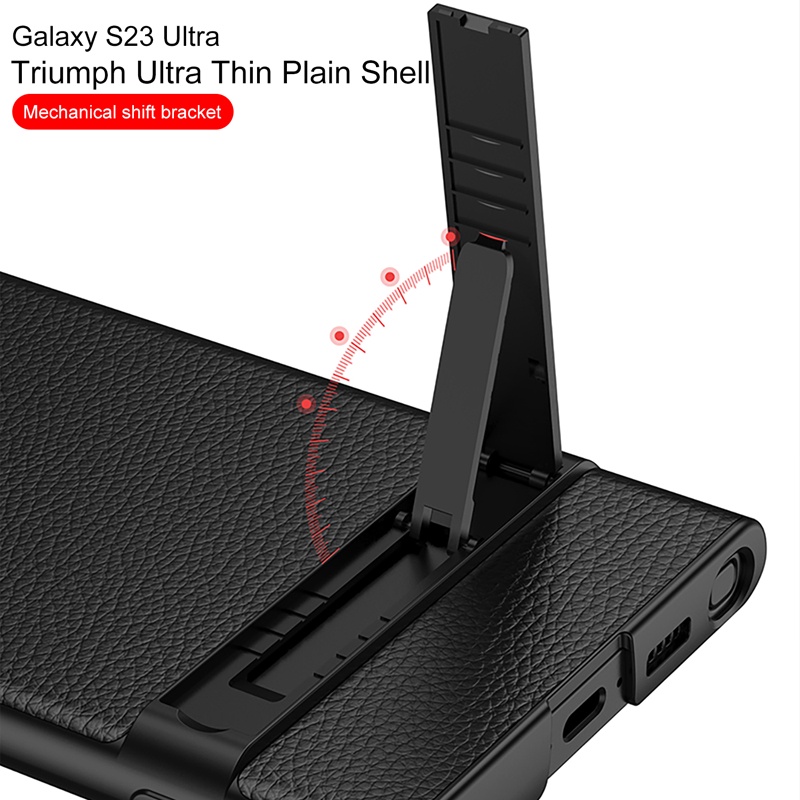 Bao Da Siêu Mỏng Màu Trơn Kèm Giá Đỡ Chuyển Số Sang Trọng Cho Samsung Galaxy S23 Ultra S23 Plus