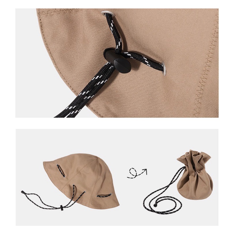 Nón Tai Bèo Vải Jean Hai Mặt Mềm Gấp Gọn Có Dây Rút Chống Nắng Đa Năng Thời Trang Mùa Hè Cho Nam Và Nữ
